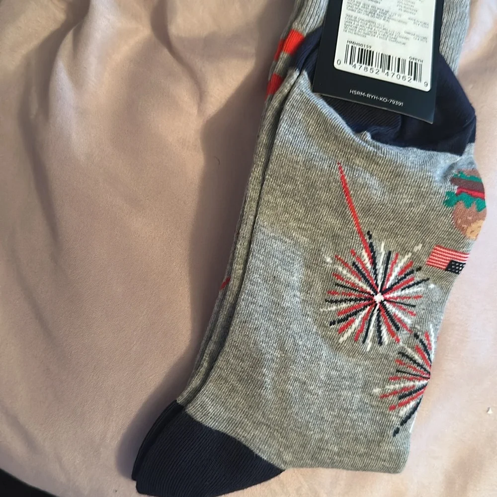 July 4th Hot Sox Men's United We Party Crew Socks